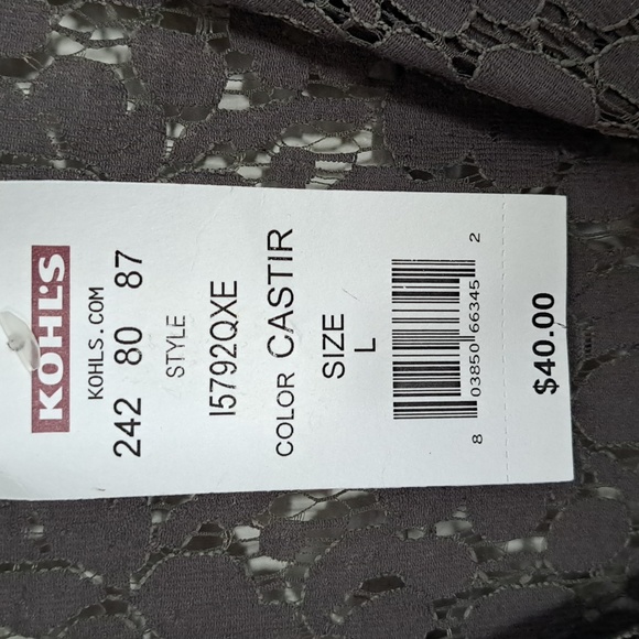 Eyelash Couture Gray Long Sleeve Button Up Blouse. Size Large NWT - Picture 9 of 9